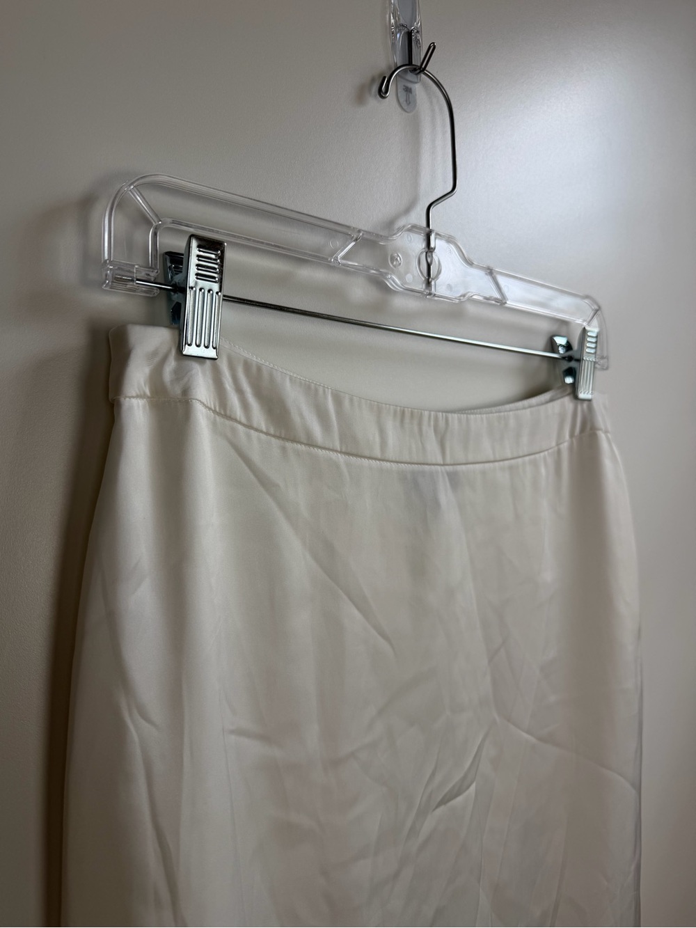 Topshop Lace Trim Satin Midi Skirt Cream/Black Size US 6 - Picture 5 of 11
